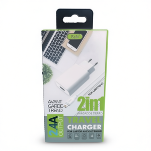 2 In 1 Travel Charger 2.4A Output For Laptop And Phone With Usb Cable Included - Product Image 2