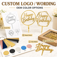 Décoration de gâteau d'anniversaire personnalisée en acrylique miroir doré rond