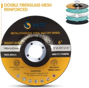 50-Pack 6" Depressed Center Grinding Wheels Cut Off Wheels For Metal Stainless Steel Cutting Discs