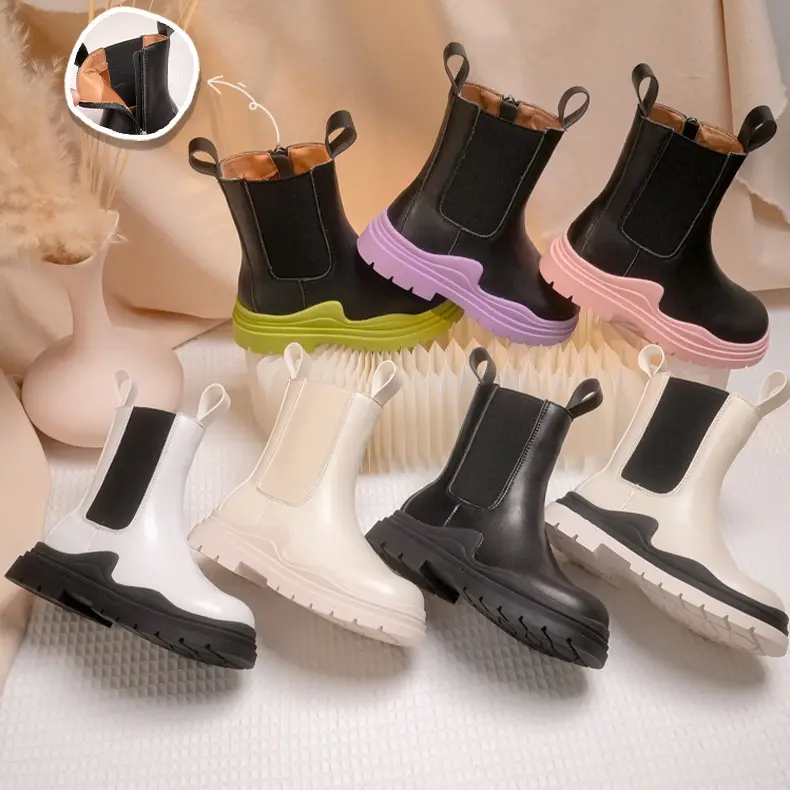 x21116 Girls' autumn winter boots children's plus size flat short boots baby pu leather boot shoes