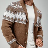 Mode Herren Classic Soft Knitted Polyester Cardigan Pullover Front Logo Solid Pattern Atmungsaktiv für die Wintersaison