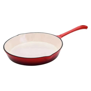 Kitchen Red <strong>Enamel</strong> Coating Cast Iron <strong>Frying</strong> <strong>Pan</strong> Flat Set With Long Handle - Product Image 4