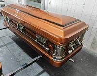 Cercueil M-12 importé de Chine, en acier 18Ga 20Ga, finition bleu noir ombré, intérieur en velours bleu, coins en palme, fournitures funéraires