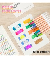Marqueurs à double pointe effaçables, 10 couleurs, design mignon, ensemble de stylos surligneurs à double pointe pour les étudiants, prise de notes