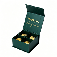 Boîte à Chocolats Rigide Verte Personnalisée avec Couvercle Rabattable, Logo Doré, Insert Alimentaire à Compartiments, Portable et Écologique pour Confiseries de Luxe