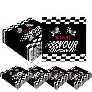 Servilletas de Papel Desechables con Diseño a Cuadros Blancos y Negros DAMAI, Tema de Carreras, para Fiestas de Cumpleaños de Niños - Product Image 2