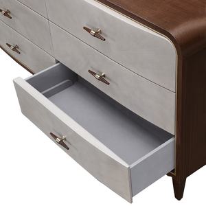 ลิ้นชักลิ้นชักลิ้นชักวอลนัทแบบทันสมัยออกแบบได้ตามต้องการเสื้อผ้าสีเทามีเนื้อผ้าหรูหรามีช่องซ่อนและแผ่นรองกำมะหยี่ - Product Image 5