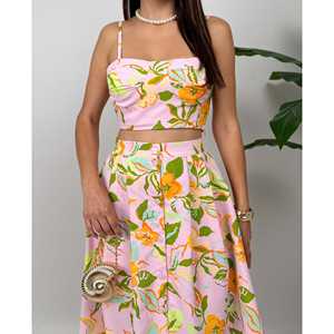 Vestido de Tirantes Finos con Estampado Floral 3040, Corte en A, Cintura Natural, Tejido Transpirable, Uso Diario Informal - Product Image 5