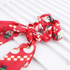 Cintas para el Cabello de Satén Navideñas, Scrunchies con Lazo Largo, Diseño de Dibujos Animados, Estilo Europeo y Americano, Accesorio de 25 cm - Product Image 3