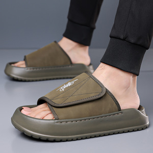 Sandales à Velcro Vert Gris pour Hommes – Chaussures Décontractées d'Été pour Plage et Extérieur, Talon de 1 à 3 cm - Product Image 4