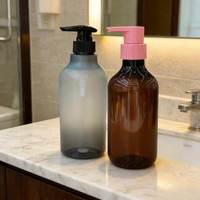 Bouteilles de luxe vides de 500 ml pour shampoing et après-shampoing, emballage PET pour shampoing, bouteilles blanches, noires, transparentes en plastique
