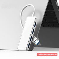 Hub 3.0 USB portabel 4 Port, Hub komputer kecepatan tinggi USB 3.0 Extender Hub Splitter adaptor Multiport untuk PC Laptop