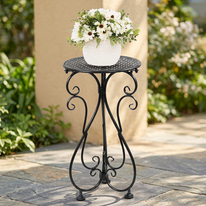 Metal Iron Powder Coated Simple American Modern Hanging Heavy Duty Home Plant <b>Stand</b> 22.5" Tall Flower <b>Pot</b> Holder Single Pedestal - Product Image 3