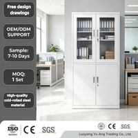 Archivador de Acero Moderno Ajustable y con Cerradura, con Puertas de Vidrio, para Oficina en Casa y Uso Comercial en Exteriores