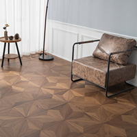 Parquet en bois d'ingénierie en noyer noir géométrique de luxe pour projets hôteliers