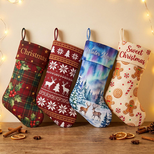 Chaussette de Noël personnalisée en toile par sublimation, à faire soi-même, avec impression photo et nom, pour enfants, pour ranger bonbons et jouets - Product Image 5