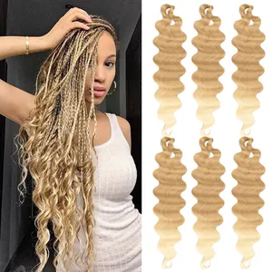 Body Wave Braiding Hair Boho box tranças Crochet Hair oceano Ondulado Extensões de cabelo sintético para a deusa Box Braids