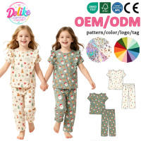 Pyjamas en bambou OEM en gros, motifs de Noël, ensembles de vêtements pour filles, pyjamas pour tout-petits, vêtements de nuit pour bébés
