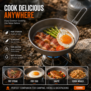 Ultralight Titanium Camping Skillet Outdoor Frying Pan Foldable Handle Backpacking Picnic Cooking Pan OEM ODM - Product Image 5