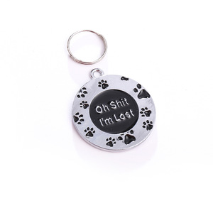 Targhetta Identificativa per Animali Domestici con Incisione Personalizzata, Design Divertente 'Oh Shit I'm Lost' con Impronta di Zampa - Product Image 6
