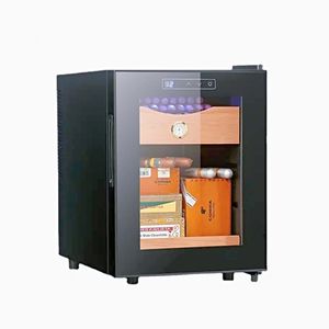 Humidor eléctrico de madera de caoba con diseño de almacenamiento, estantes de cedro, iluminación LED, cerradura y exhibidor para puros. - Product Image 1