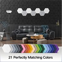 Panneau acoustique hexagonal à rainures en Y, auto-adhésif, en PET, absorbant le son, panneau mural hexagonal pour studio, salle de jeux - Noir
