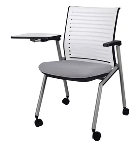 Silla de oficina para estudiantes, asiento apilable multicolor de tela de malla para entrenamiento de conferencia, reunión con almohadilla de escritura con tableta