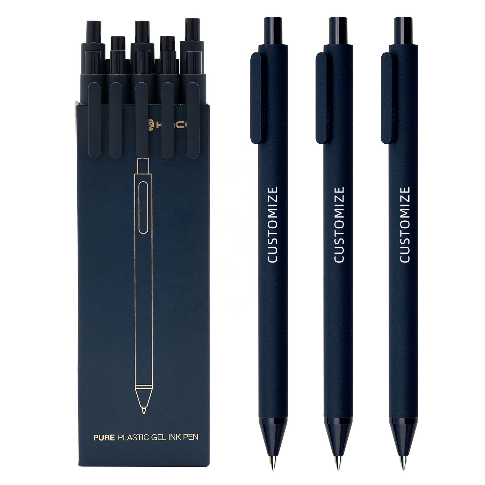 KACO PURE Custom Gel Pens Black Ink 0.5mm Fine Point for Office School Home Supplies Blue Black