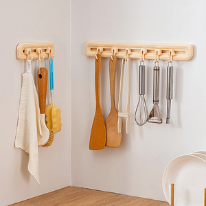 Accesorios para el hogar, ganchos de plástico montados en la pared, estante de almacenamiento de cocina colgante Flexible extraíble, organizador de ropa de doble propósito - Product Image 2