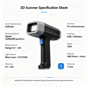 Escáner 3D inalámbrico portátil todo en uno, escáner de modelado 3D de ingeniería inversa de alta precisión para inspección industrial - Product Image 2
