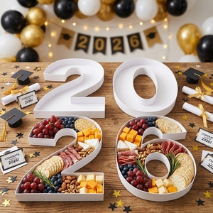 15in Graduation Cardboard Number 2026 Shape <b>Box</b> Fillable Tray Baby Food Charcuterie Board <b>Cupcake</b> Sweet Party Decor - Product Image 2