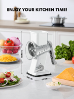 Râpe à fromage rotative en acier inoxydable améliorée avec 3 lames interchangeables, poignée écologique, hachoir et trancheuse manuels pour légumes
