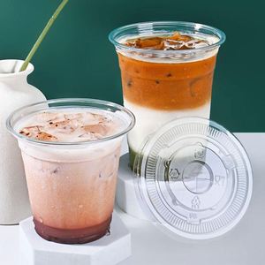 Gobelet en plastique transparent jetable de 16 oz (90 mm) avec couvercle, personnalisable avec logo, qualité alimentaire, pour boissons et café - Product Image 3