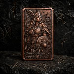 Freyja, déesse nordique, barre en cuivre fin 0,999 <span class=keywords><strong>de</strong></span> 5 oz, médaillon commémoratif en relief 3D, collection légendes nordiques, cadeau d'affaires - Product Image 2