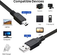 Câble USB 2.0 Type A vers Mini USB PVC 5 broches pour lecteur MP3, caméra embarquée et chargement de données