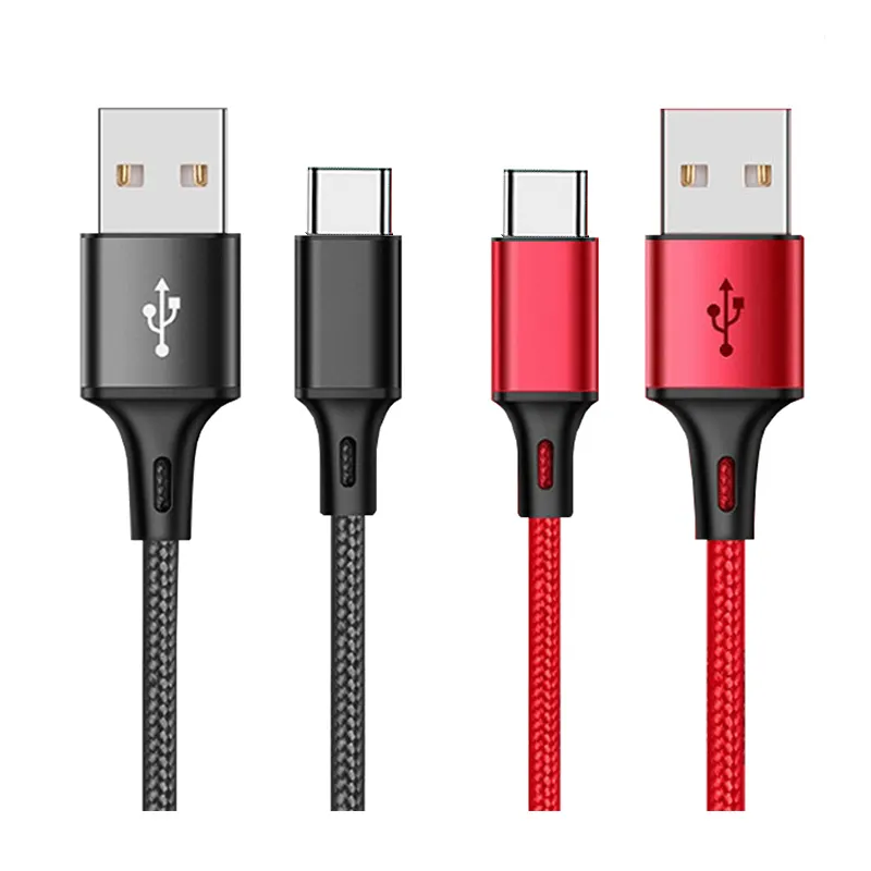 2019 Fast Charge Nylon Braided Type-C USB 2.0 USB-C 3.0 Mini Charger Type C Data Aluminum Alloy USB Cable For Samsung