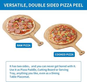 Pala para Pizza de Bambú Ligera y Lisa, Tabla para Cortar Pizza con 8 Ranuras para Cortar en Porciones, Accesorios para Horno de Pizza - Product Image 3