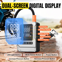 WLETO Compresseur d'air sans fil portable pour pneus de voiture, 150 psi, double batterie 1500 mAh, pompe multifonction pour véhicule avec écran LED, idéal pour les urgences