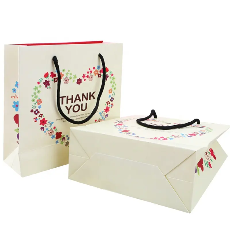 Valentine Gift Love Favor Sweet Thank You Gift White Paper Customized Bag Gift Packaging Bag