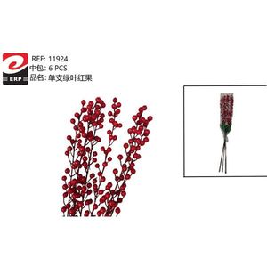 Artificial Red Berry Branches 6 Pcs Pack For Christmas Decorations - Product Image 3