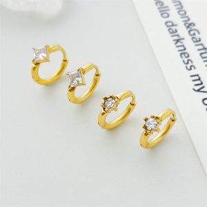 ต่างหูห่วงสแตนเลสยอดนิยม ต่างหูเพชรสแตนเลส - Product Image 6