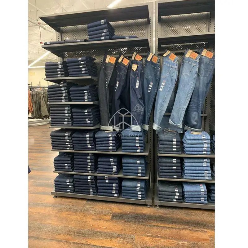 Quần jean người đàn ông cửa hàng Hiển thị lịch thi đấu bằng gỗ Kệ trưng bày cho cửa hàng quần áo jeans cửa hàng bán lẻ hiển thị