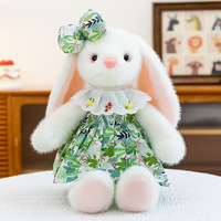 Z Factory Wholesale Cute Fluffy Plush Rabbit Doll With Hair Bow Dress Stuffed Animal Toy Lovely Girls Gift Plushies Manufacturer