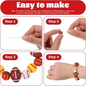 ชุดทำสร้อยข้อมือลูกบอลกีฬาสำหรับเด็ก ชุดลูกปัด DIY สำหรับทำเครื่องประดับ ชุดงานฝีมือ ฟุตบอล บาสเกตบอล เบสบอล เทนนิส - Product Image 3