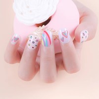 Fengshangmei – Faux ongles français pré-dessinés en ABS à pression avec colle pour enfants