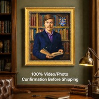 Peinture à l'huile sur toile de lin 440 g/m², portrait personnalisé fait main, style impressionniste subtil, réaliste, cadre inclus