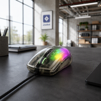 Souris filaire optique USB universelle transparente en cristal pour bureau, 3600 DPI, 3 boutons, LED RGB colorée, 6D, en stock