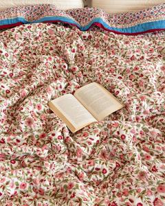 Capri Blue Cotton Quilt Hand Block Print Reversible Bedspread Soft All Season <b>King</b> Queen Bedding - Product Image 4