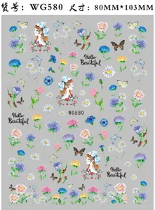 Yüksek kaliteli karışık toptan çiçek tırnak Sticker DIY süslemeleri Sticker Nail Art kız için
