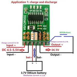 Dd06cvsa placa de energia móvel, 5v 2.1a 4.2v plugue de descarga carga bateria modulo indicador de proteção 3.7v lítio 18650 íon-lítio